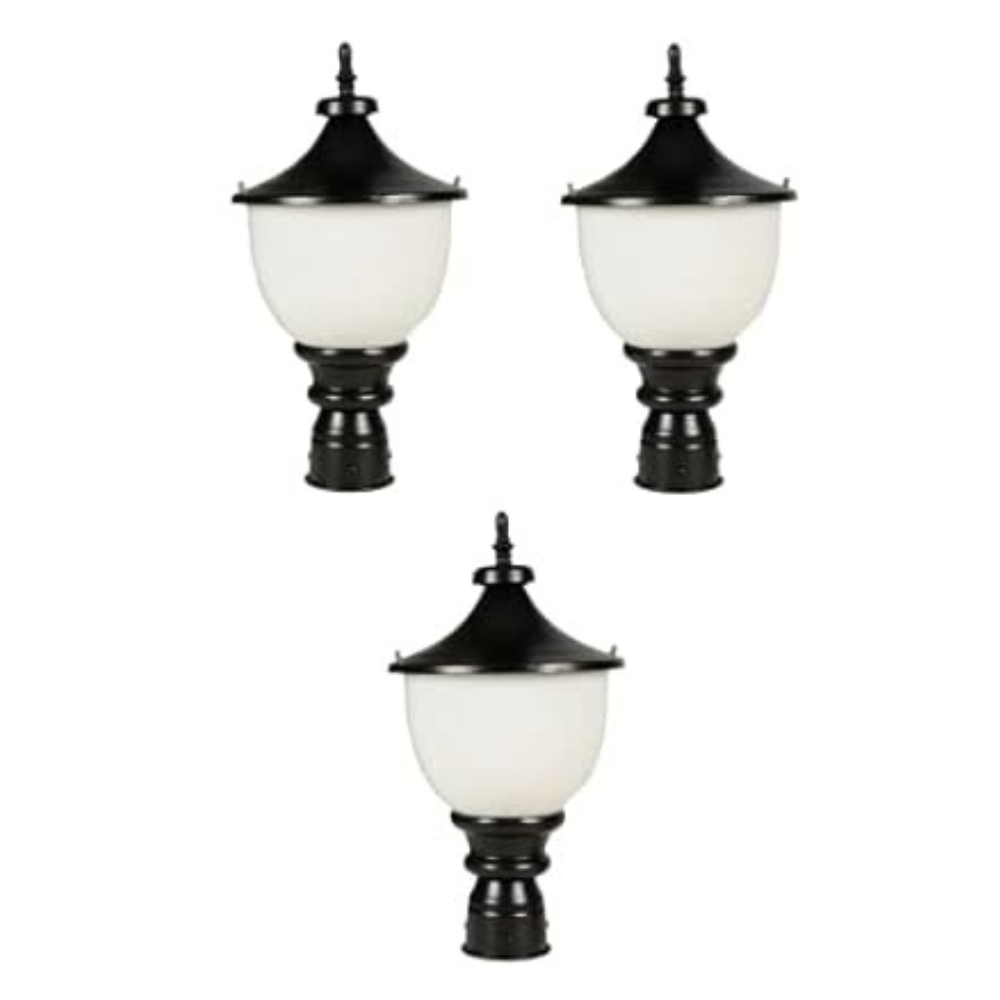 Homes Elite Outdoor Gate Light – Waterproof PVC Garden Pole Mount Lamp with Modern Glass Shade (Bulb Not Included)