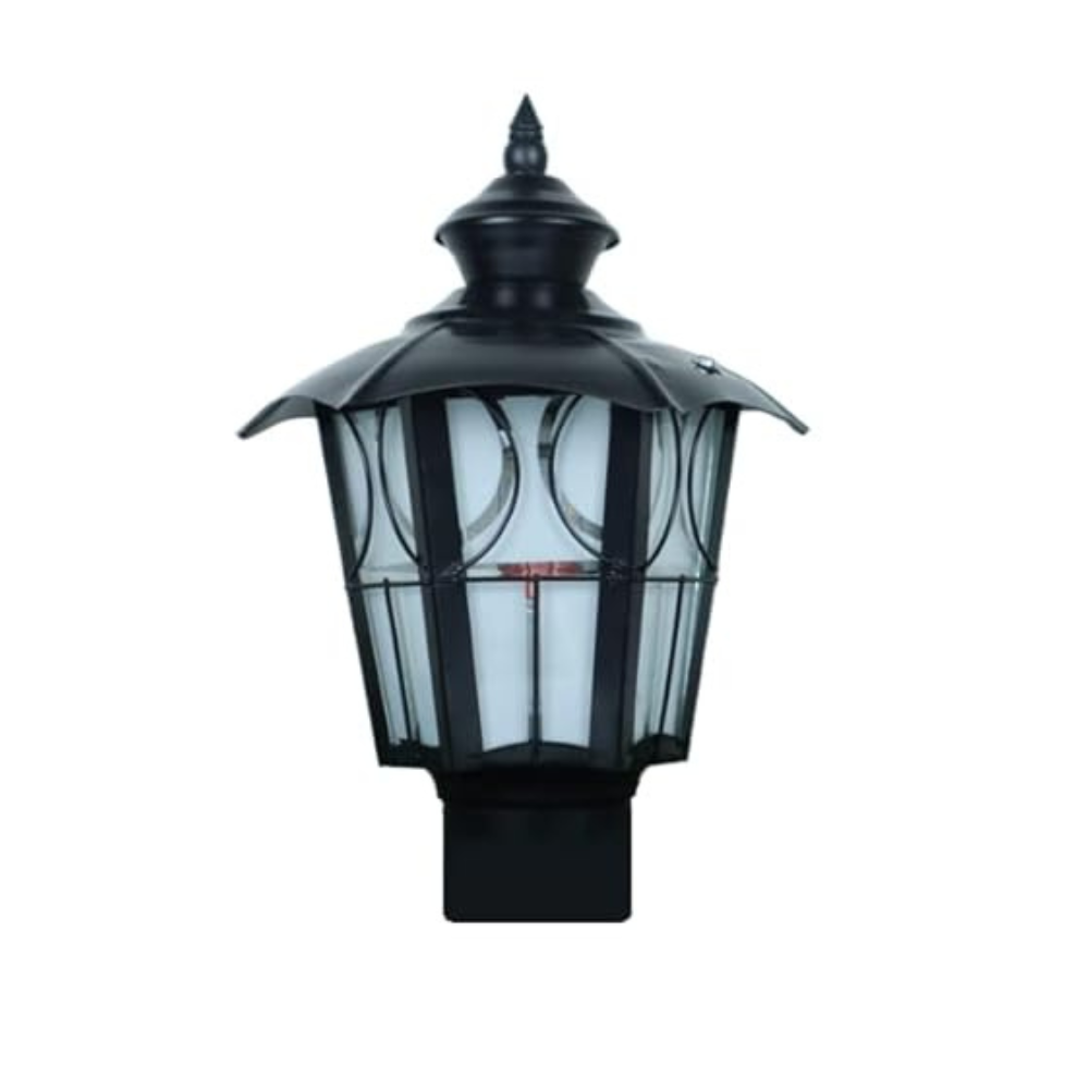 Homes Elite Outdoor Gate Light – Waterproof Retro Pillar Lamp with Metal & Glass Shade for Villa, Courtyard, or Entry (B22 Holder, Bulb Not Included)