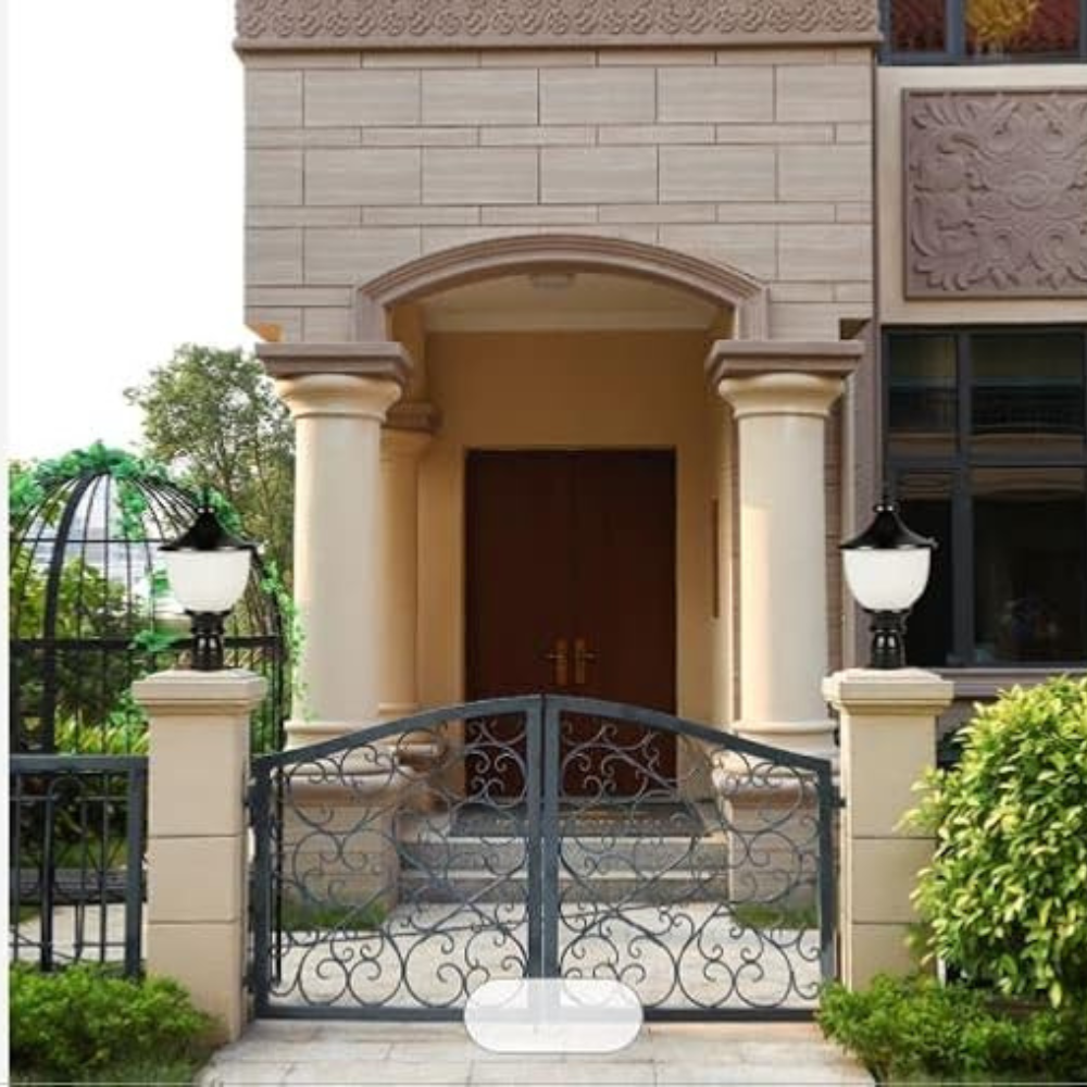 Homes Elite Outdoor Gate Light – Waterproof PVC Garden Pole Mount Lamp with Modern Glass Shade (Bulb Not Included)