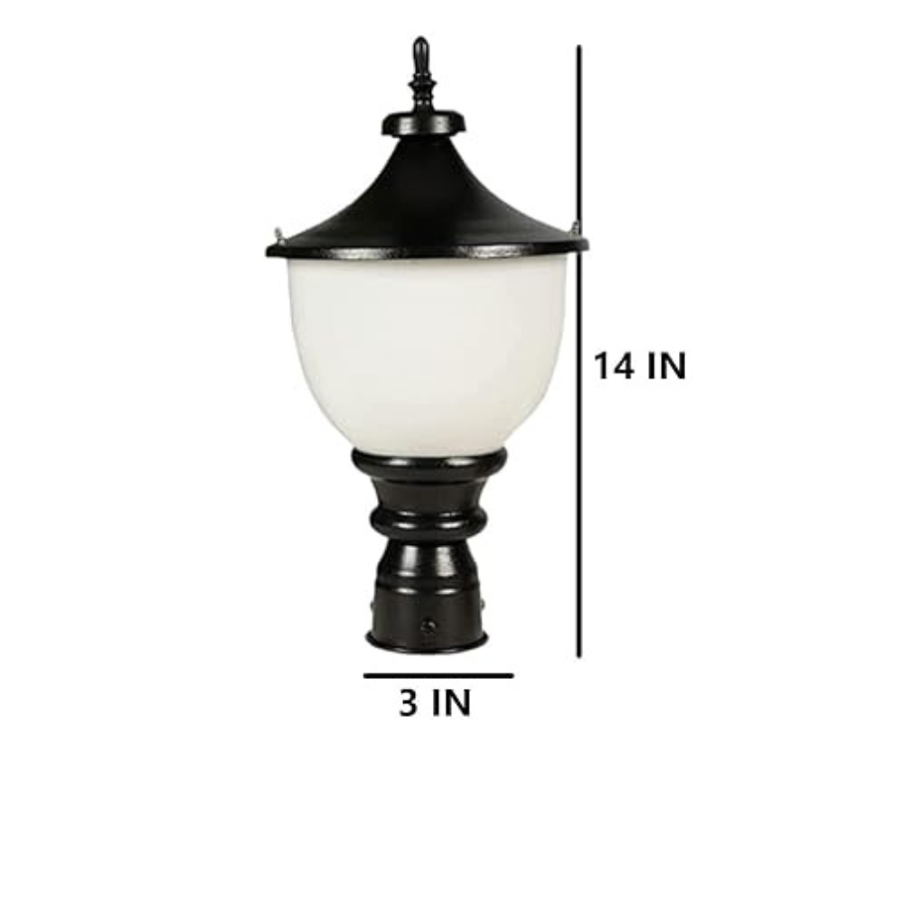 Homes Elite Outdoor Gate Light – Waterproof PVC Garden Pole Mount Lamp with Modern Glass Shade (Bulb Not Included)