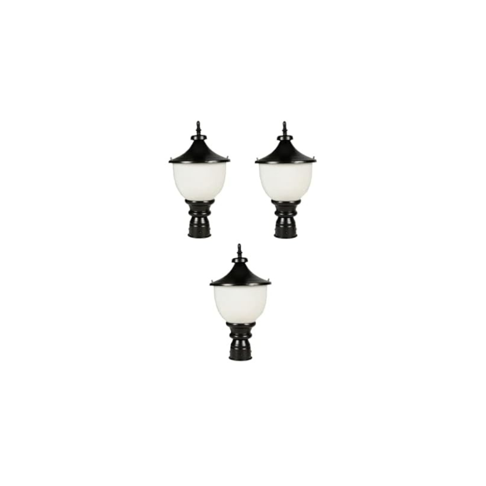 Homes Elite Outdoor Gate Light – Waterproof PVC Garden Pole Mount Lamp with Modern Glass Shade (Bulb Not Included)