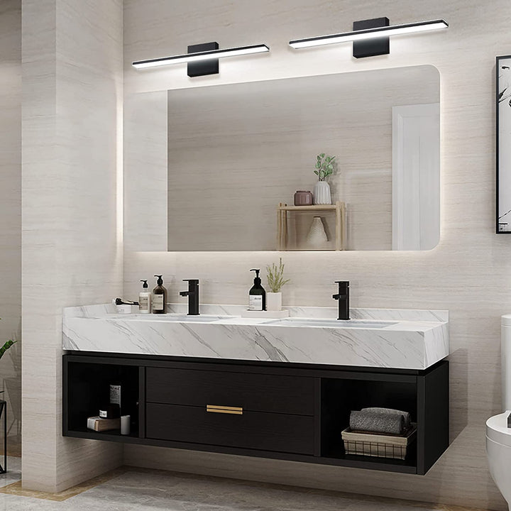 Homes Elite Modern Black LED Vanity Wall Light  Sleek Bathroom Mirror Lighting Fixture