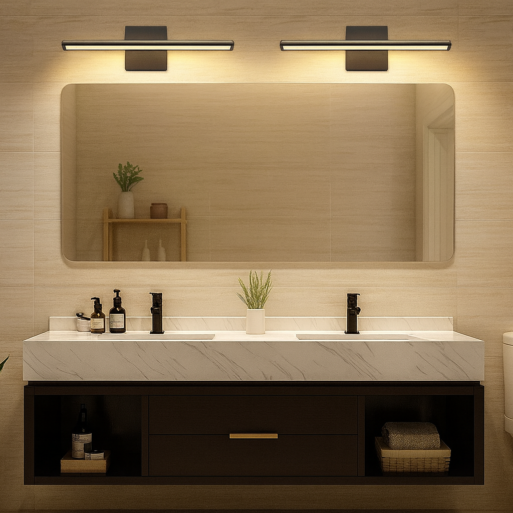 Homes Elite Modern Black LED Vanity Wall Light  Sleek Bathroom Mirror Lighting Fixture