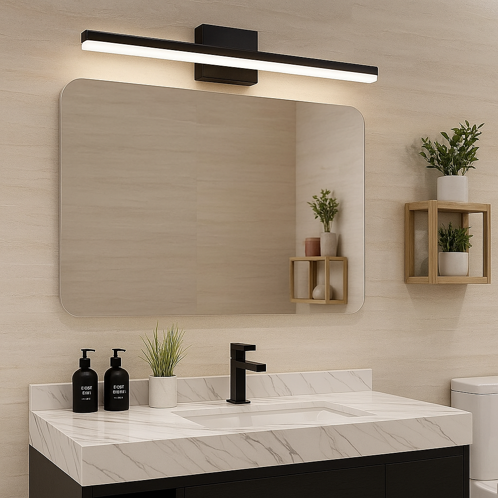Homes Elite Modern Black LED Vanity Wall Light  Sleek Bathroom Mirror Lighting Fixture