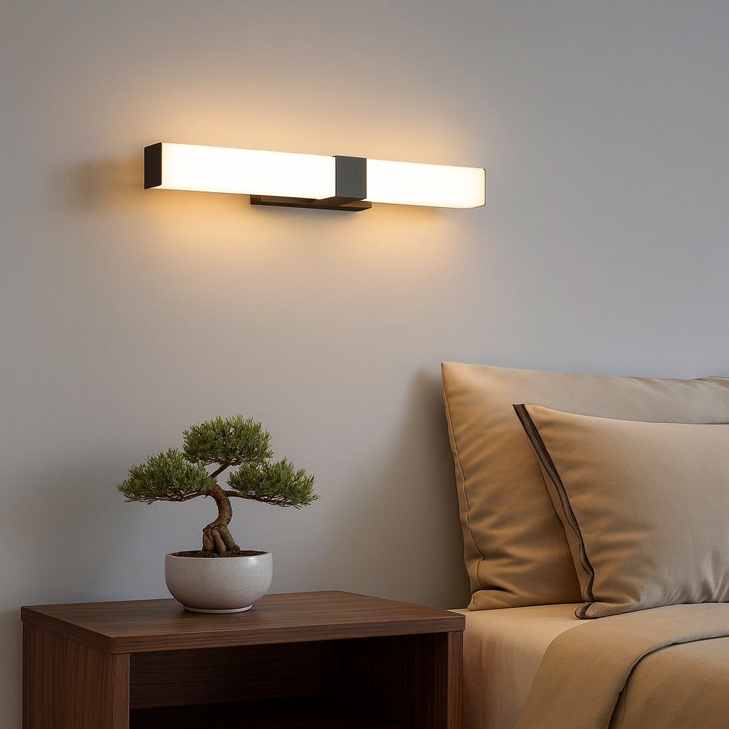 Homes Elite Minimalist Black & White LED Wall Light Modern Bedside or Hallway Fixture