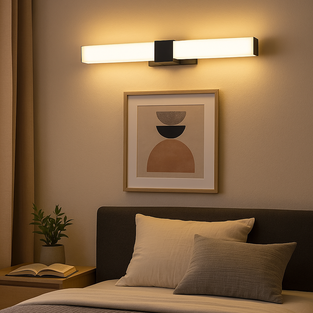 Homes Elite Minimalist Black & White LED Wall Light Modern Bedside or Hallway Fixture