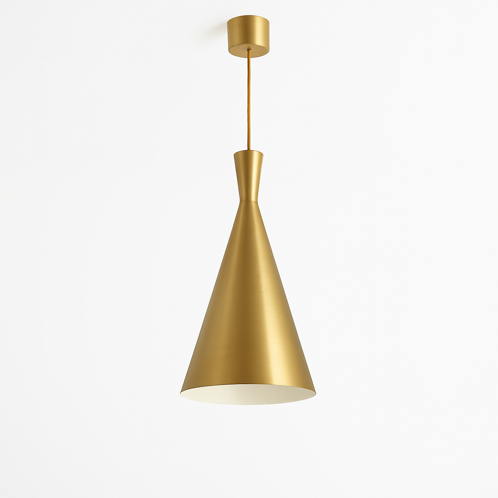 Homes Elite Modern Brass Cone Pendant Light Sleek Minimal Design for Ambient Lighting