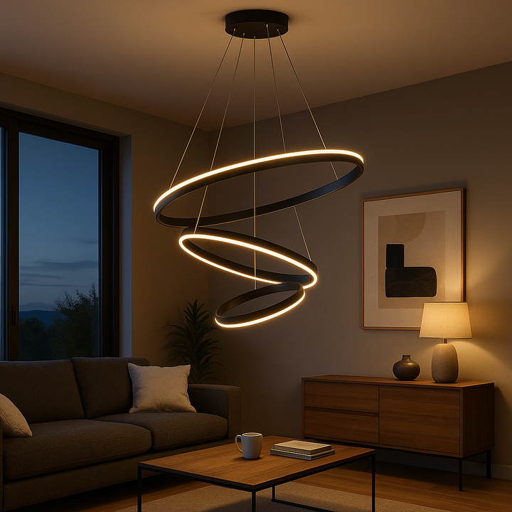 Homes Elite Modern LED Spiral Chandelier – Adjustable Color Temperature Pendant Light , Hanging Ceiling Fixture for Living Room, Dining Room, or Hall