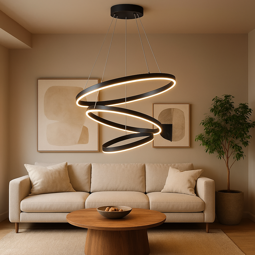 Homes Elite Modern LED Spiral Chandelier – Adjustable Color Temperature Pendant Light , Hanging Ceiling Fixture for Living Room, Dining Room, or Hall