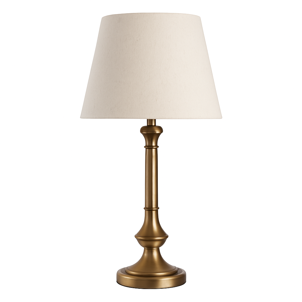 Homes Elite Classic Brass Table Lamp with Off-White Shade Elegant Living Room & Bedside Lighting