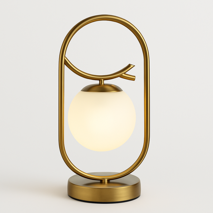 Homes Elite Modern Gold Orb Table Lamp Elegant Bedside Light with Frosted Glass Globe for Bedroom or Living Room
