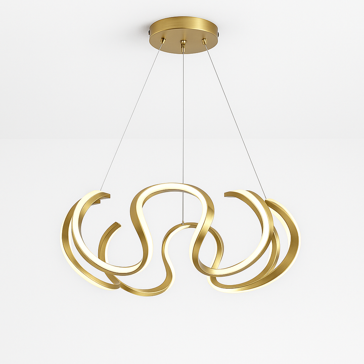 Homes Elite Modern Gold Wave LED Chandelier Sculptural Pendant Light for Dining or Living Room