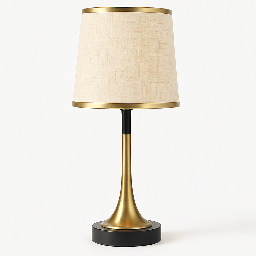 Homes Elite Elegant Gold and Black Table Lamp with Beige Fabric Shade