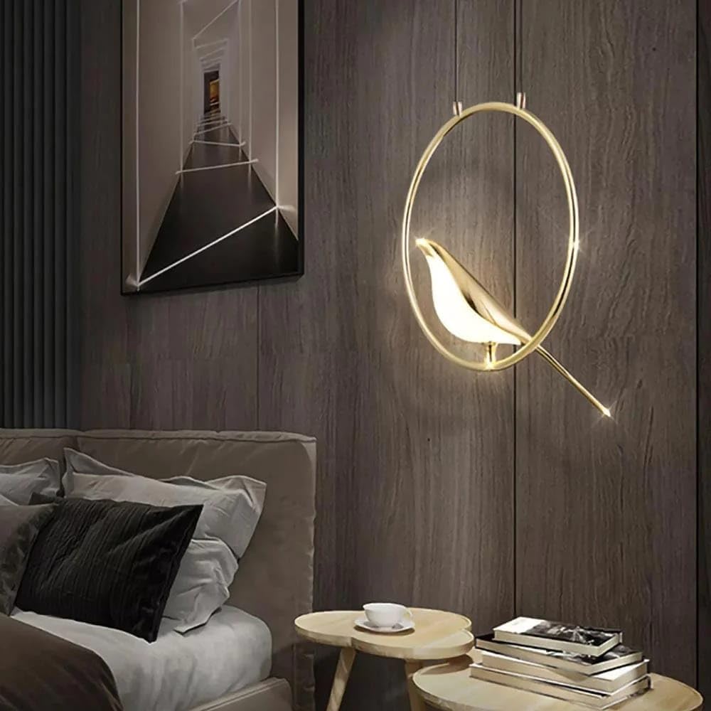 Homes Elite Golden Bird Wall Light Elegant Minimalist Sconce with Artistic Ring Design