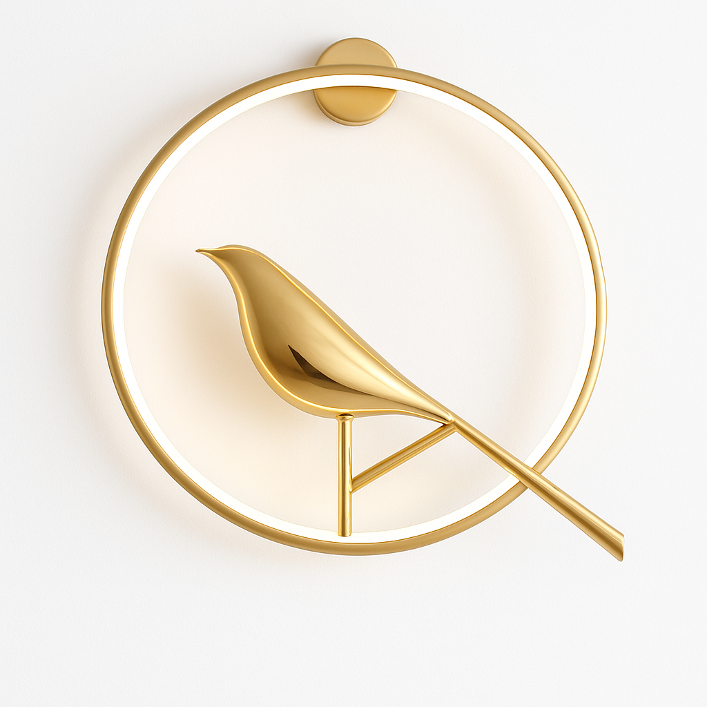 Homes Elite Golden Bird Wall Light Elegant Minimalist Sconce with Artistic Ring Design