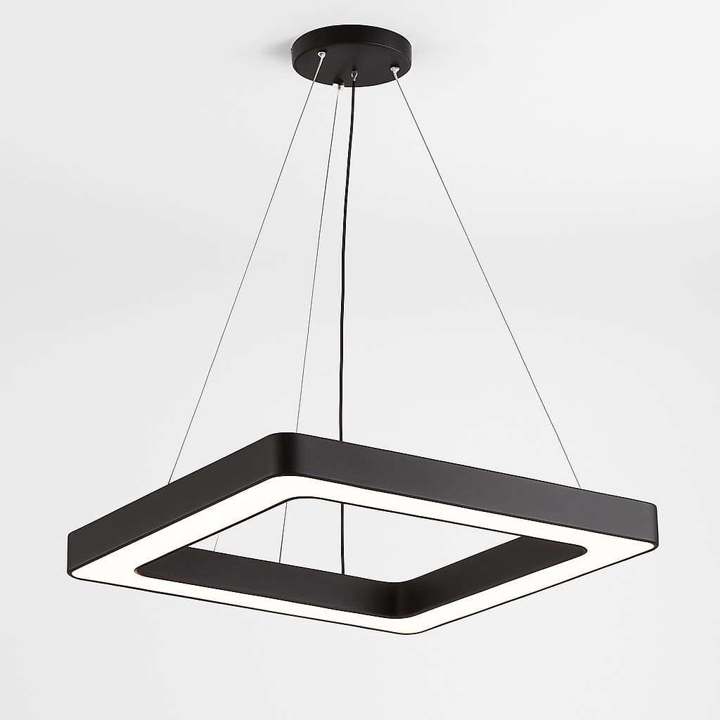 Homes Elite Modern Black Square LED Pendant Light – Minimalist Ceiling Fixture for Living & Dining Rooms