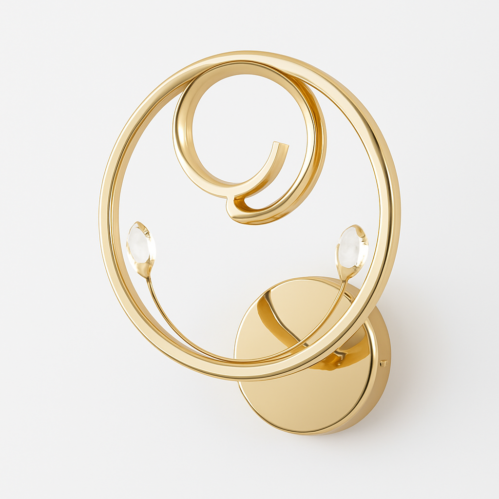 Homes Elite Modern Gold Spiral Ring Wall Light with Crystal Accents Warm White LED Fixture