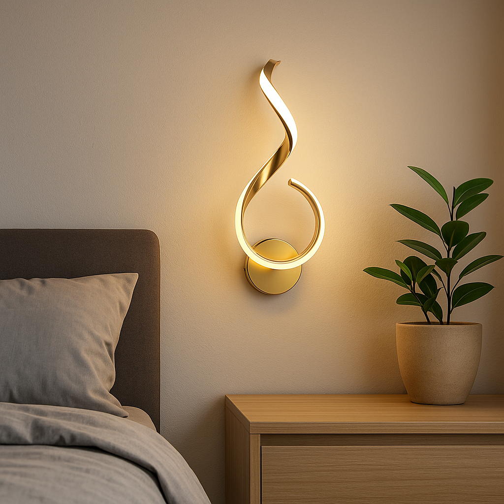 Homes Elite Modern Artistic LED Wall Light Gold Wave Design Sconce for Living & Bedroom
