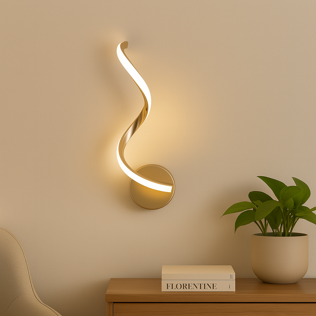 Homes Elite Modern Artistic LED Wall Light Gold Wave Design Sconce for Living & Bedroom