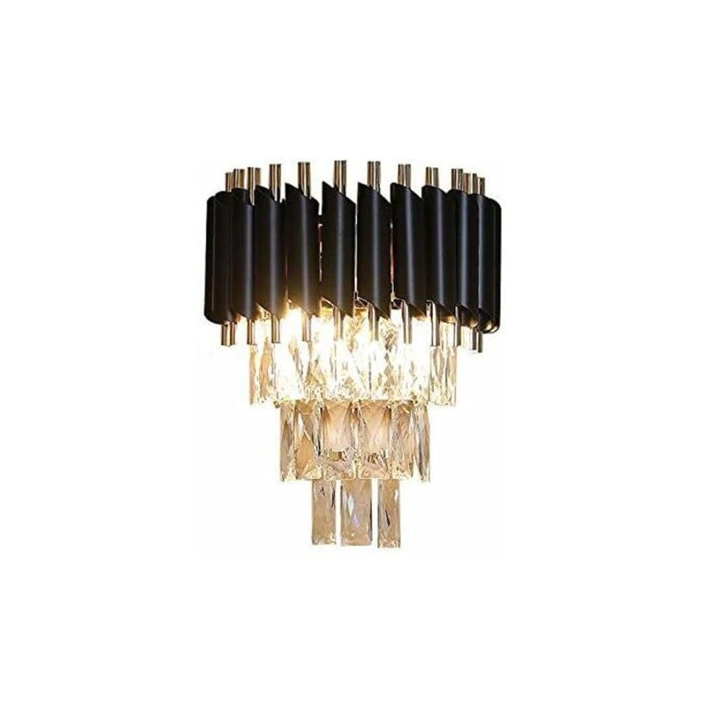 Homes Elite Luxury Black & Gold Wall Sconce – Modern Crystal Glass Accent Light Fixture Chandelier