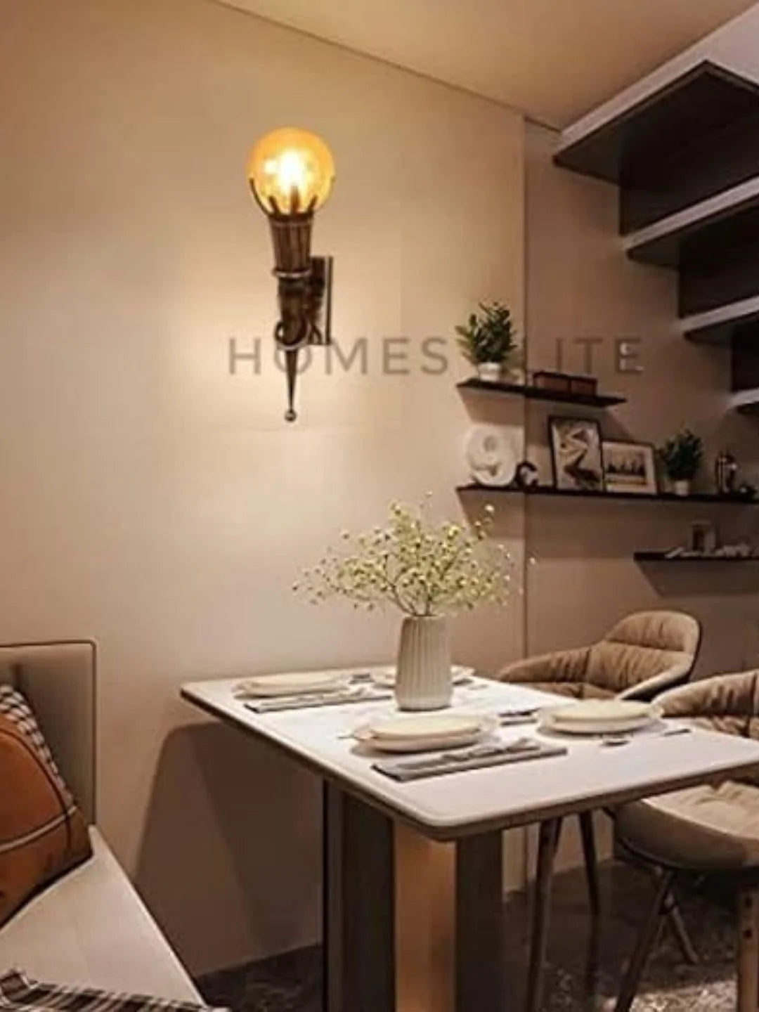 Homes Elite Mashal Antique Wall Light – Rustic Brass Glass Lamp for Bedroom, Living Room, or Restaurant (1 Pc, Bulb Not Included)