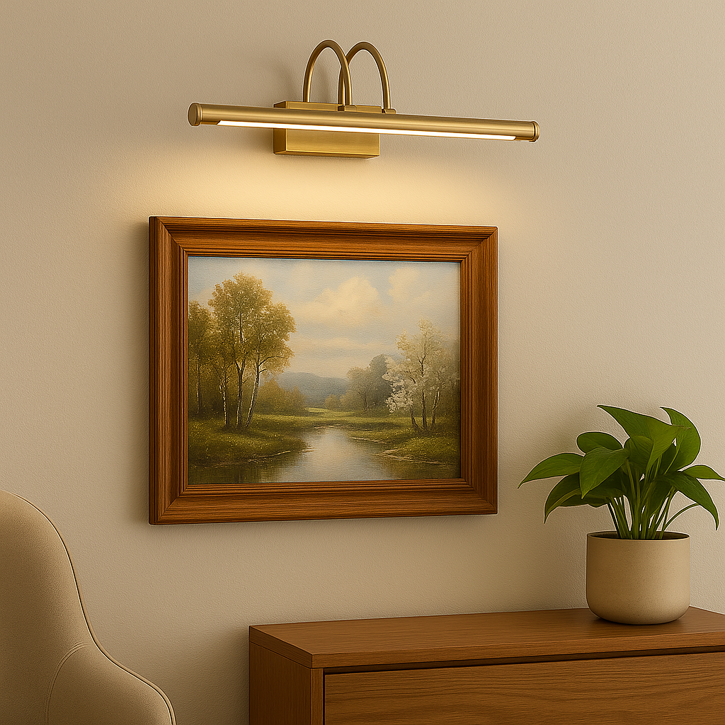 Homes Elite Modern Brass Picture Light Slim LED Wall Light for Artwork & Frames