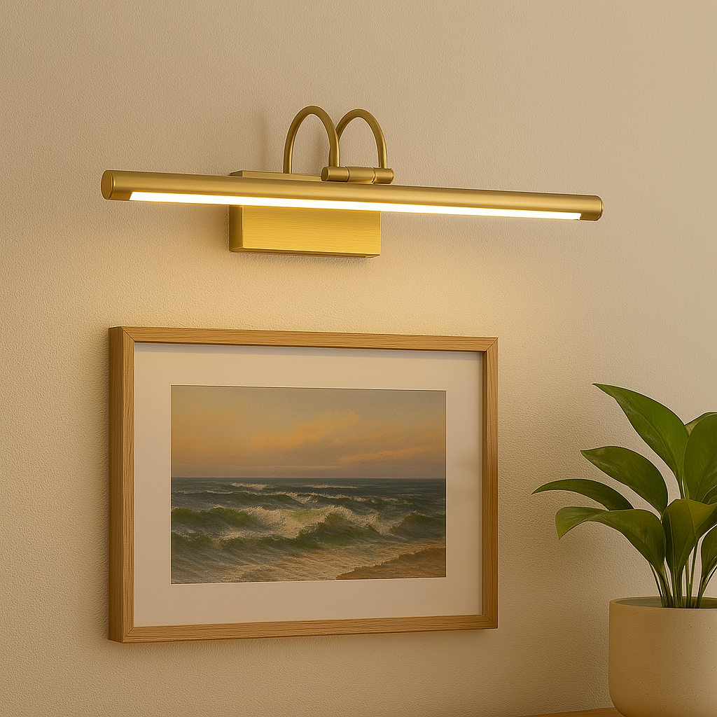 Homes Elite Modern Brass Picture Light Slim LED Wall Light for Artwork & Frames