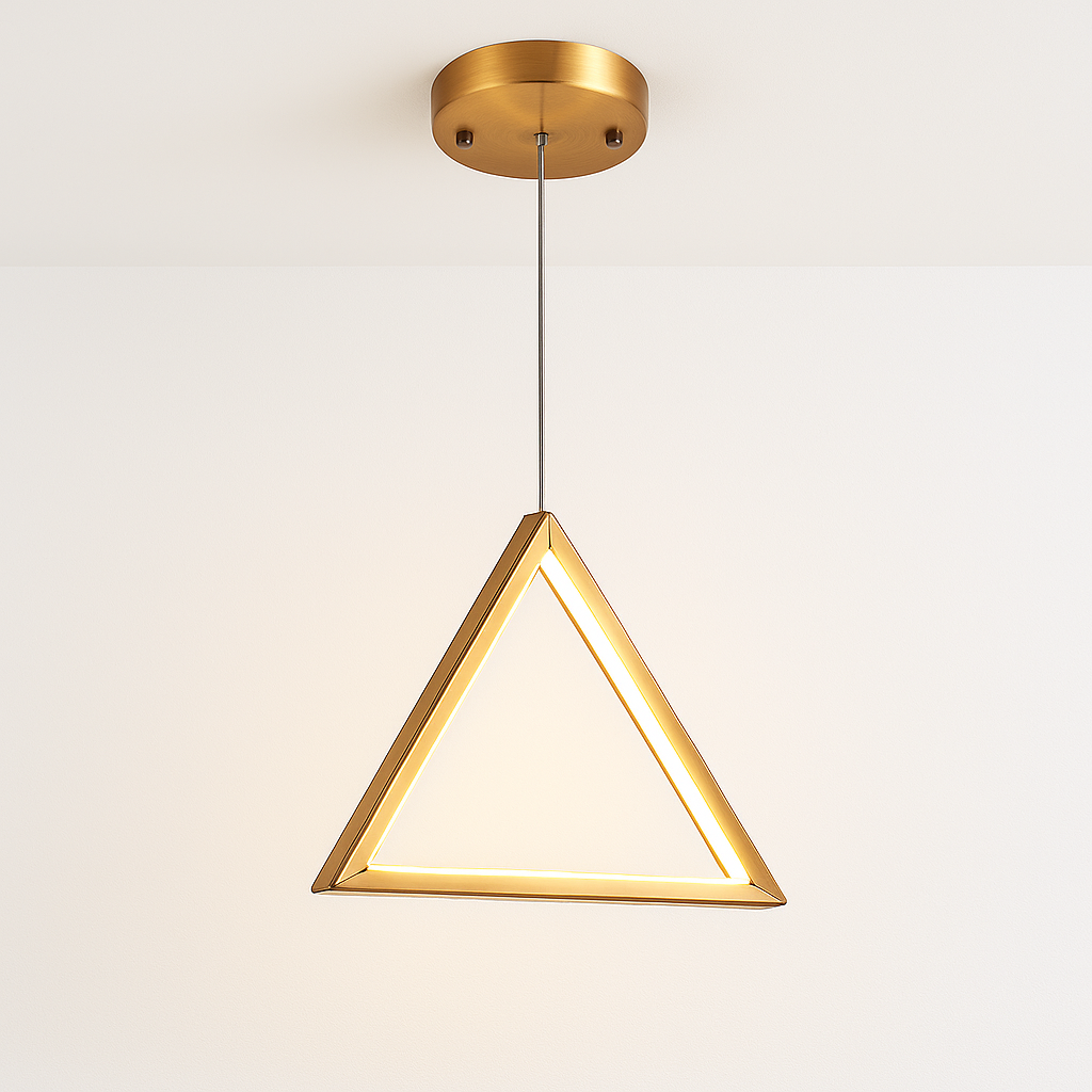 Homes Elite Modern Triangle LED Pendant Light Geometric Hanging Lamp in Gold for Living Room & Dining