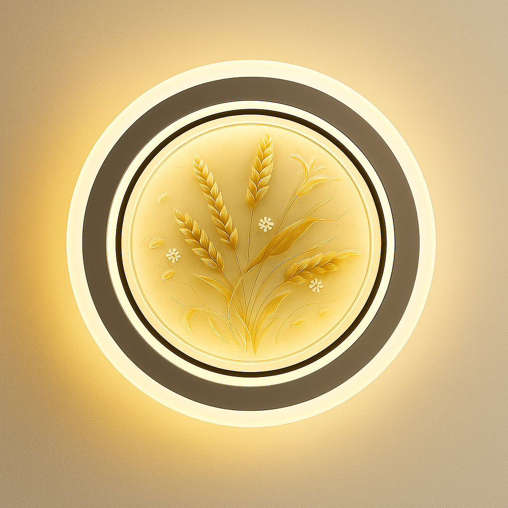 Homes Elite Elegant Floral LED Ceiling Light Round Panel with Wheat Design