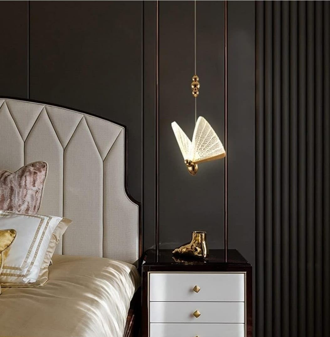 Homes Elite Modern Origami-Inspired LED Pendant Light Sculptural Bedside Hanging Lamp for Bedroom or Reading Nook