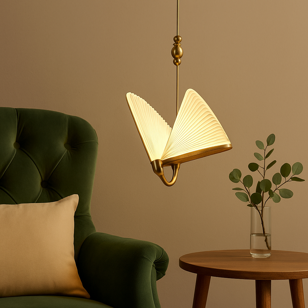 Homes Elite Modern Origami-Inspired LED Pendant Light Sculptural Bedside Hanging Lamp for Bedroom or Reading Nook