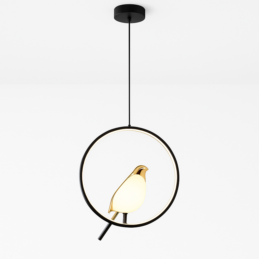 Homes Elite Modern Bird-Inspired Pendant Light Minimalist Ring Design with Soft Glow