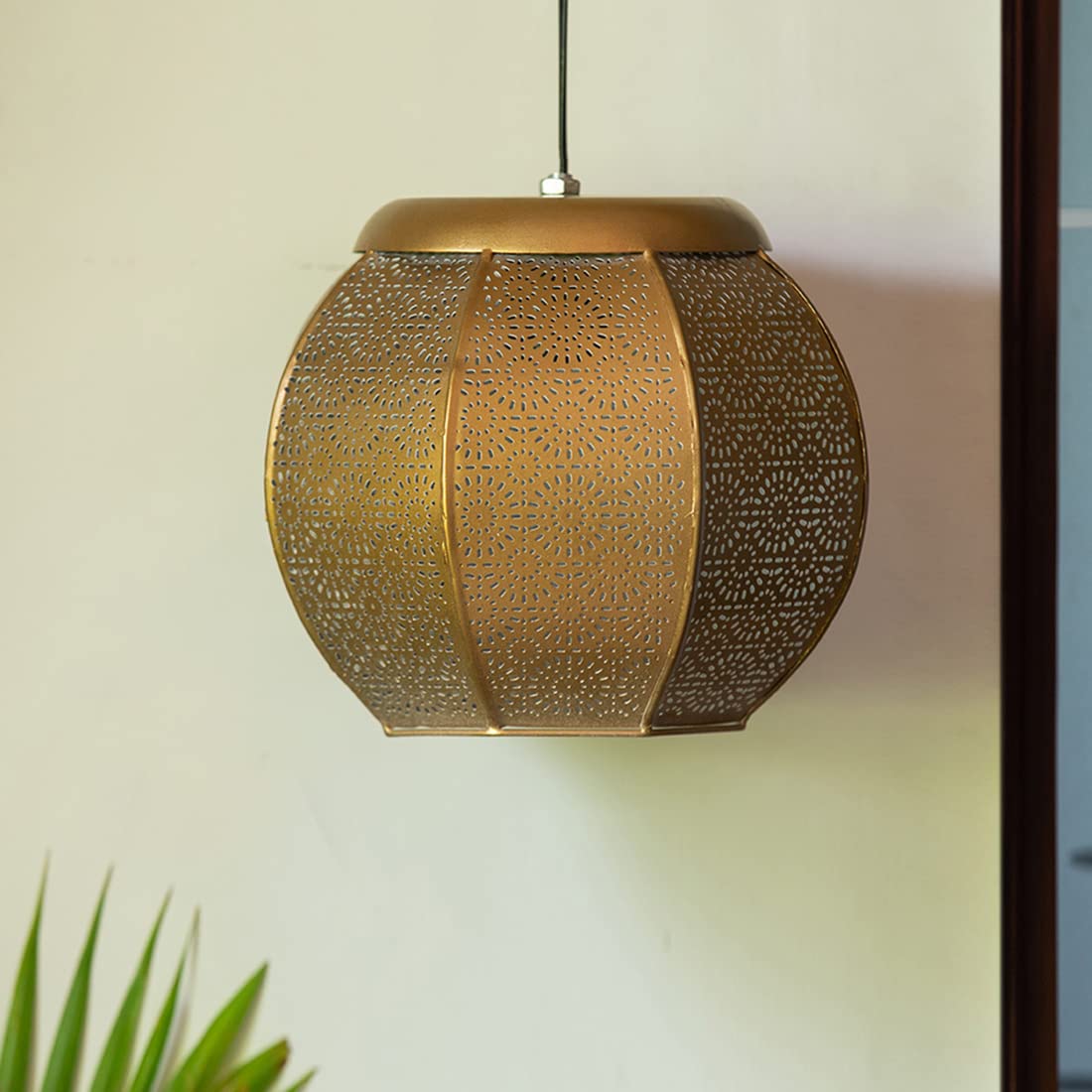 Homes Elite Modern Globe Pendant Light Perforated Metal Dome for Soft Ambient Glow