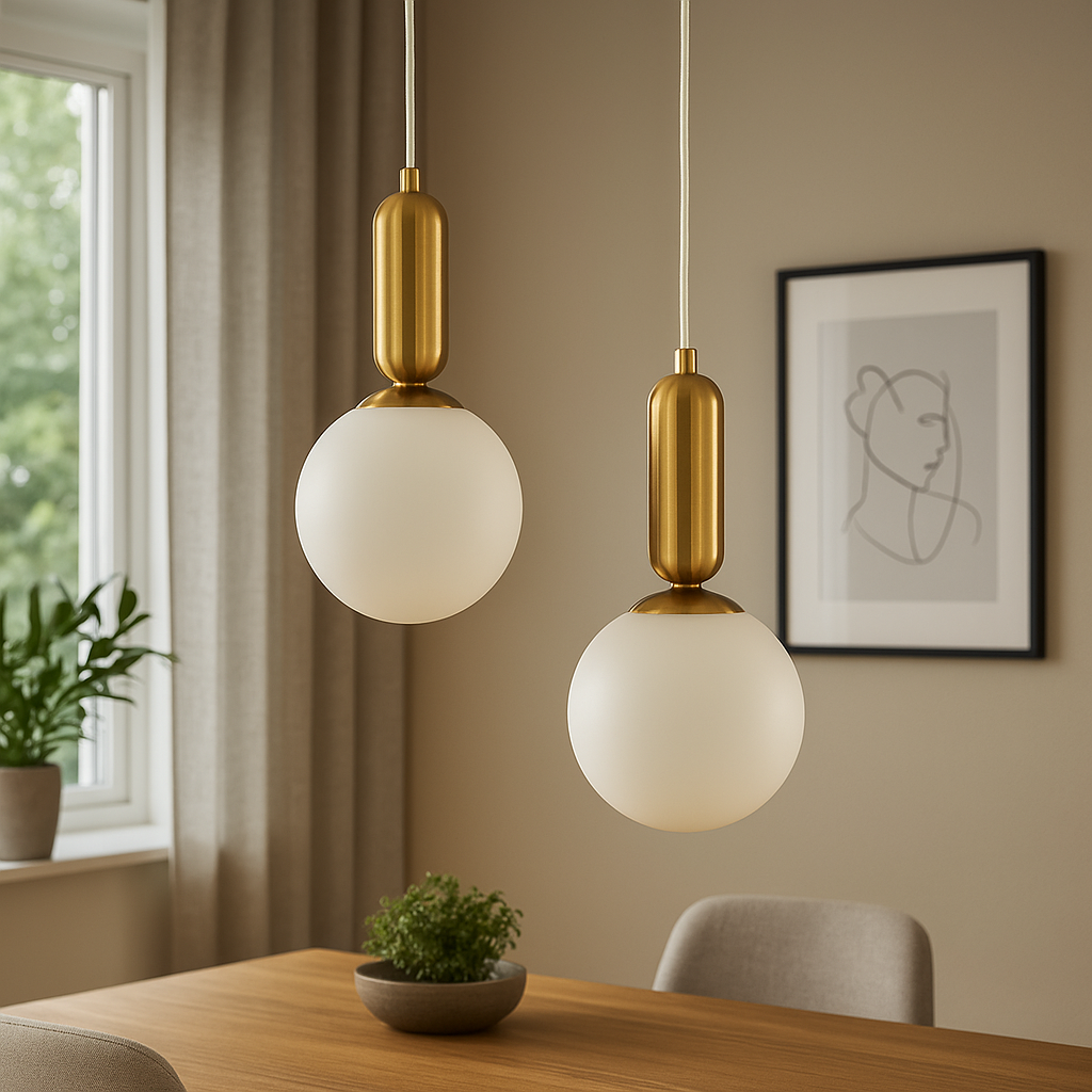 Homes Elite Modern Globe Pendant Lights Frosted Glass & Gold Finish for Contemporary Interiors