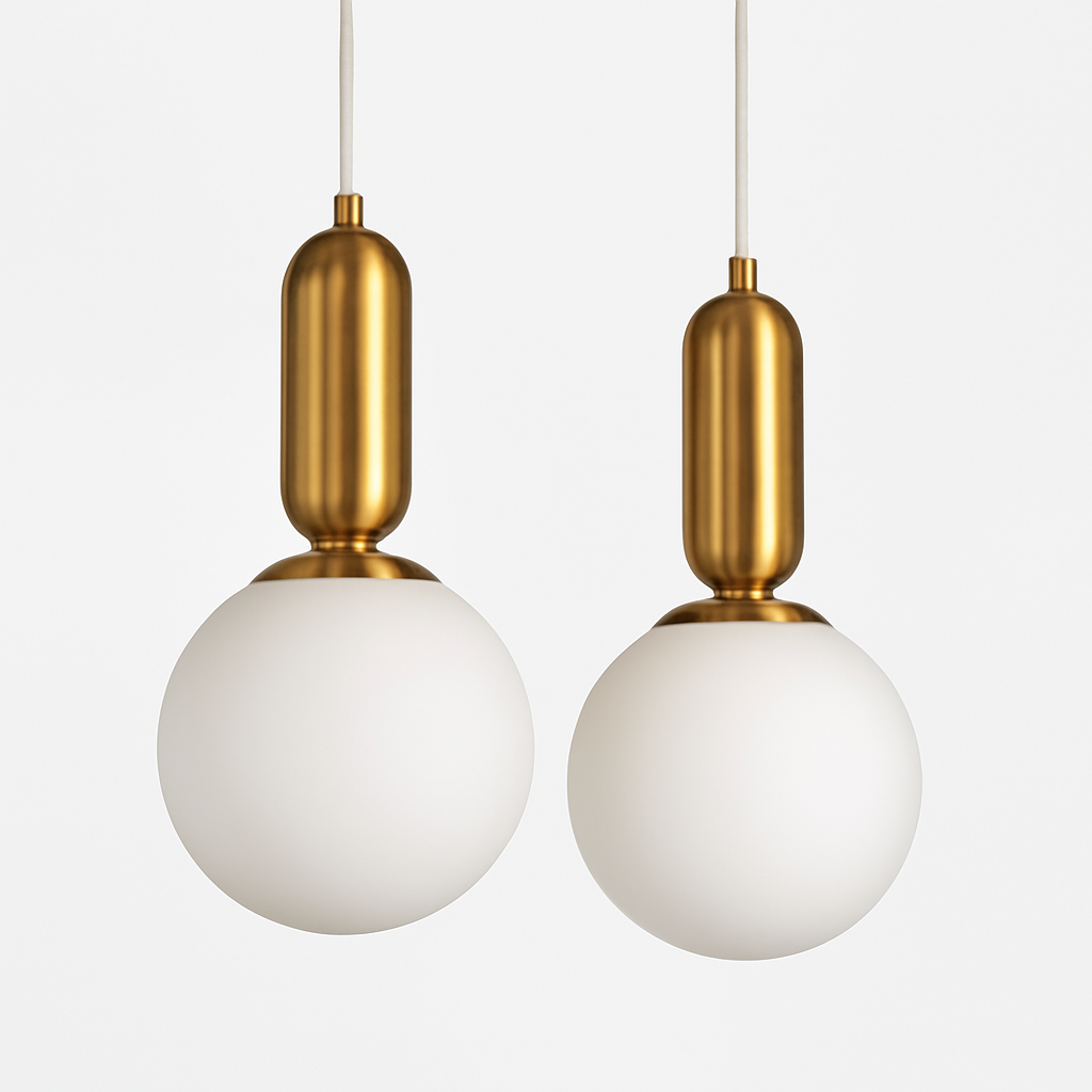 Homes Elite Modern Globe Pendant Lights Frosted Glass & Gold Finish for Contemporary Interiors