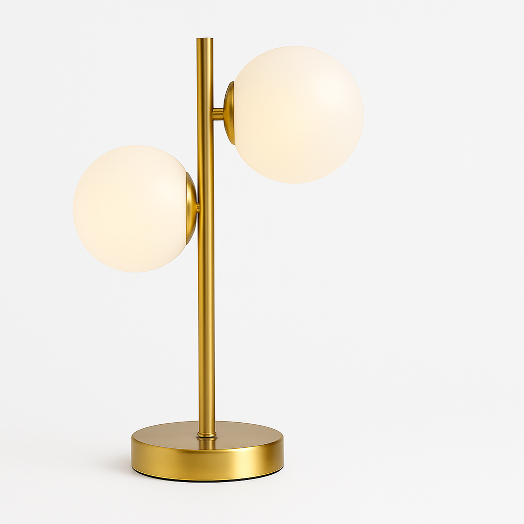 Homes Elite Modern Gold Double Globe Table Lamp with Frosted Glass Shades