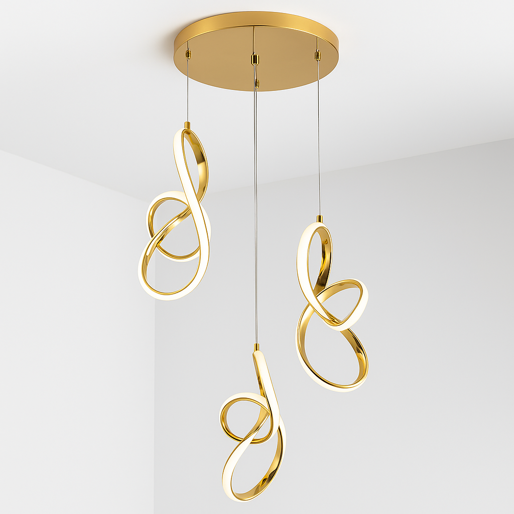 Homes Elite Modern LED Pendant Light Gold Infinity Loop Chandelier for Living Room, Foyer, or Dining Area