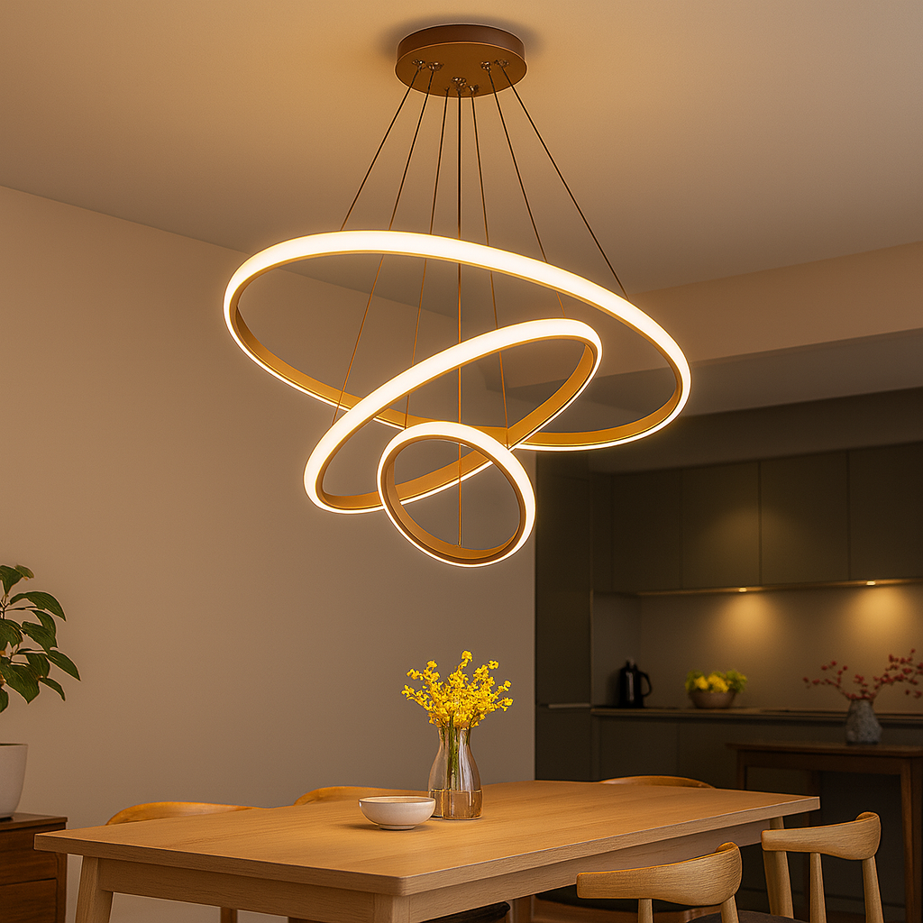 Homes Elite  Modern LED Spiral Chandelier Adjustable Color Temperature Pendant Light for Living Room, Dining Room, or Hall