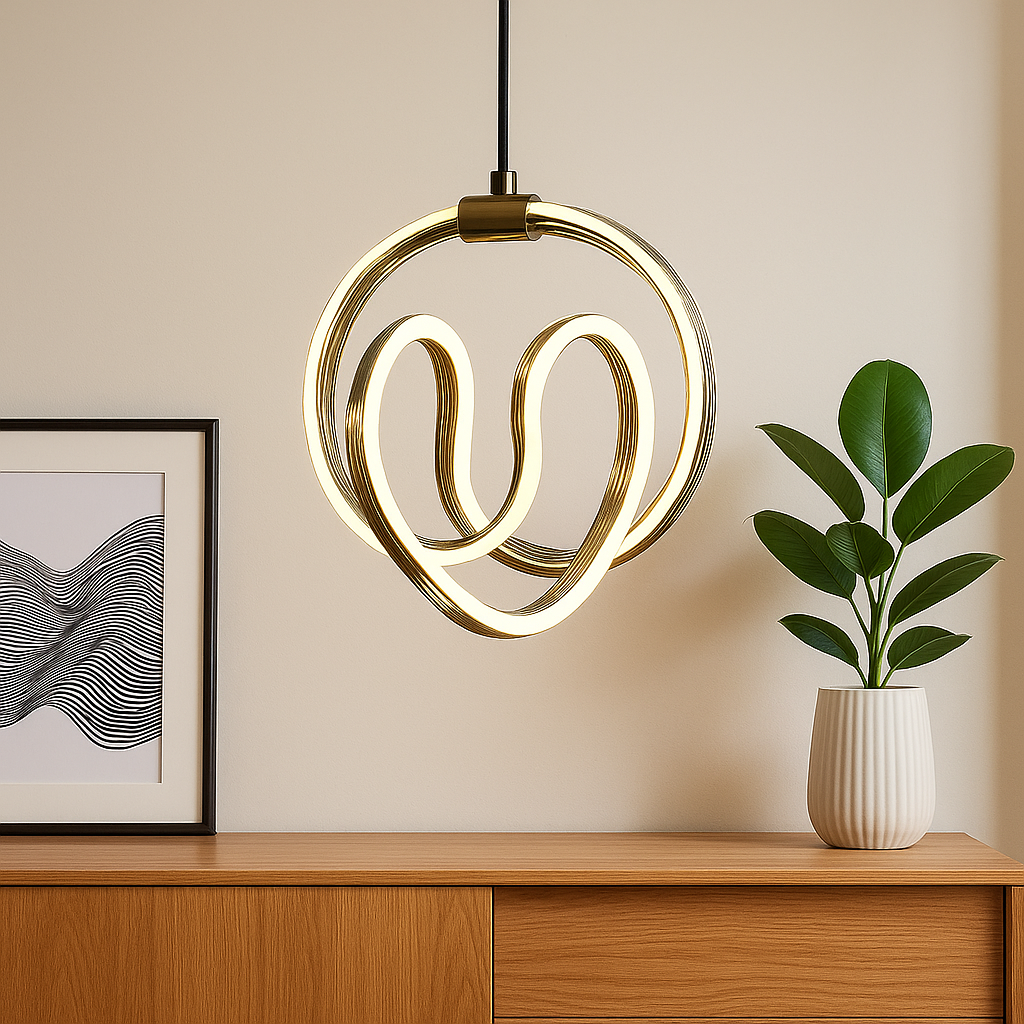 Homes Elite Modern LED Spiral Pendant Light  Sculptural Artistic Ceiling Fixture for Living Room or Lounge