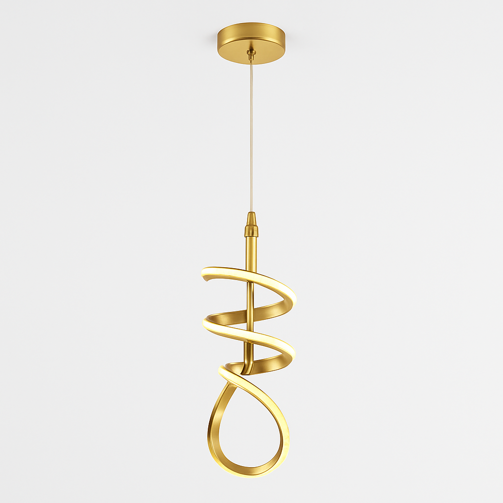 Homes Elite Modern Spiral LED Pendant Light Gold Finish with Artistic Loop Design
