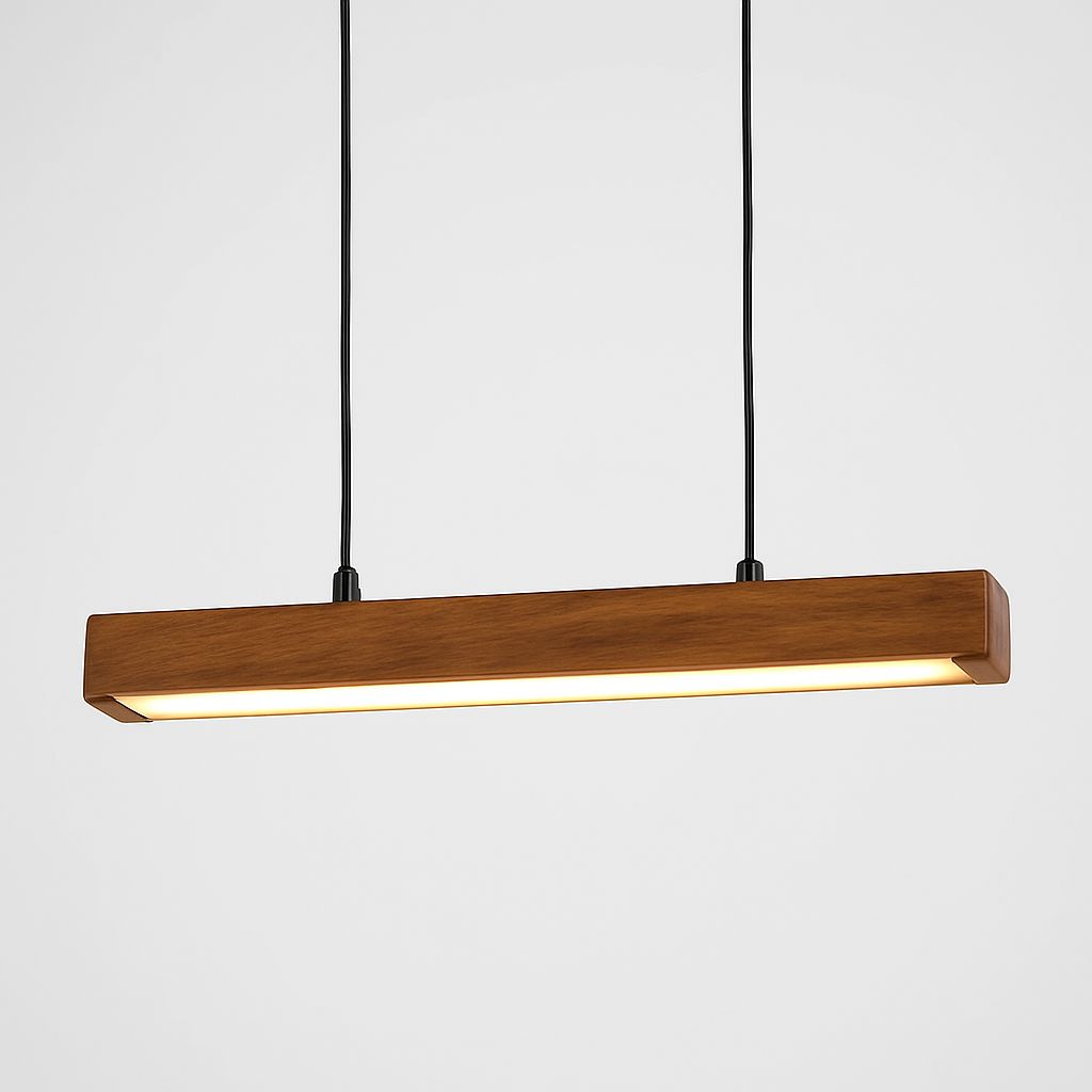 Homes Elite Modern Wooden Linear Pendant Light Minimalist LED Dining Room Fixture