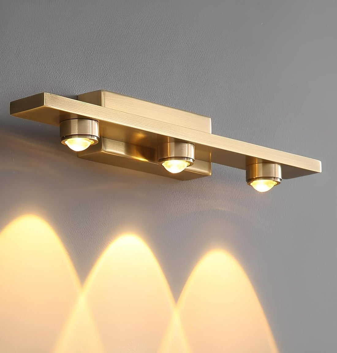 Homes Elite Modern Gold Triple Head LED Wall Light Sleek Accent Lighting for Bedroom or Hallway