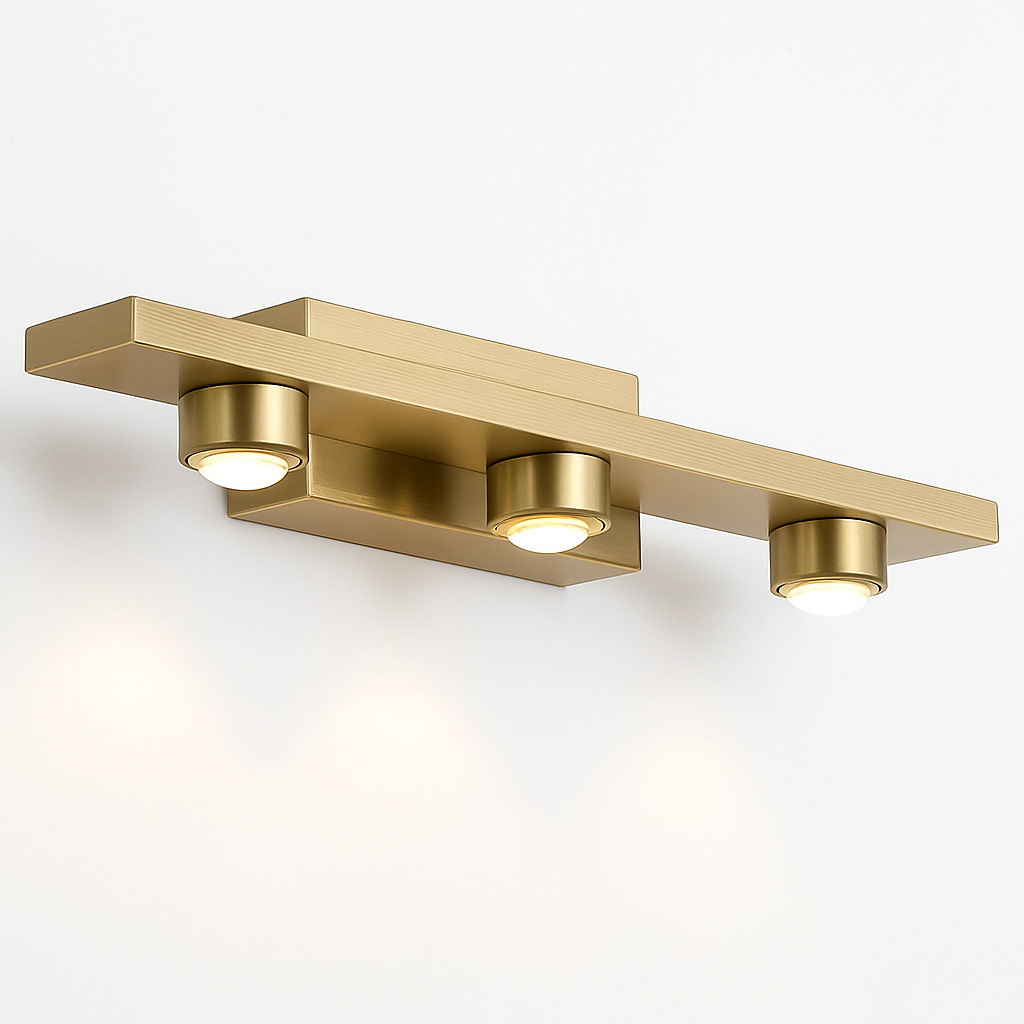 Homes Elite Modern Gold Triple Head LED Wall Light Sleek Accent Lighting for Bedroom or Hallway