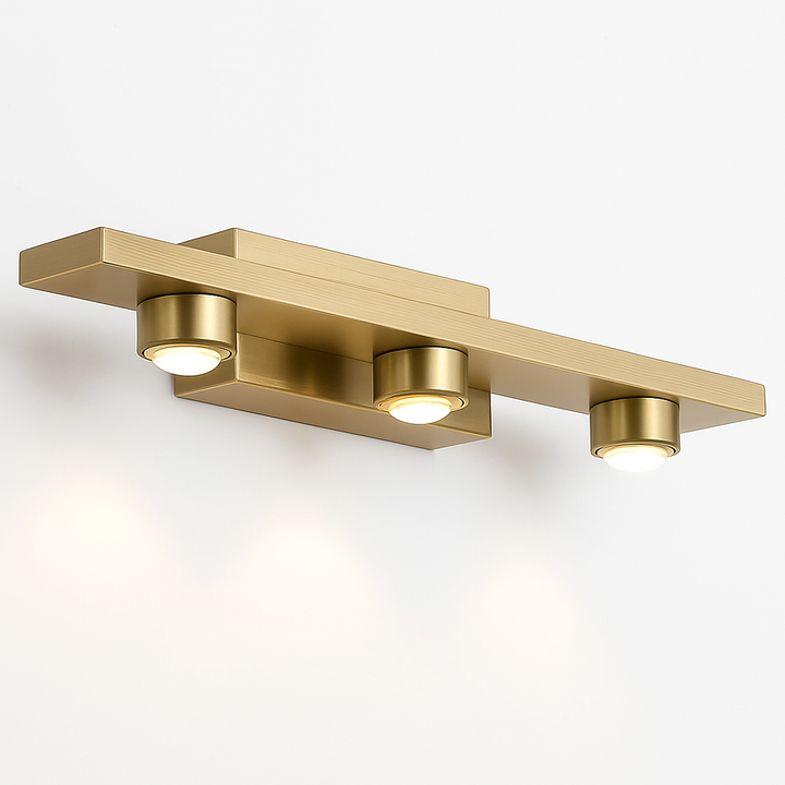Homes Elite Modern Gold Triple Head LED Wall Light Sleek Accent Lighting for Bedroom or Hallway