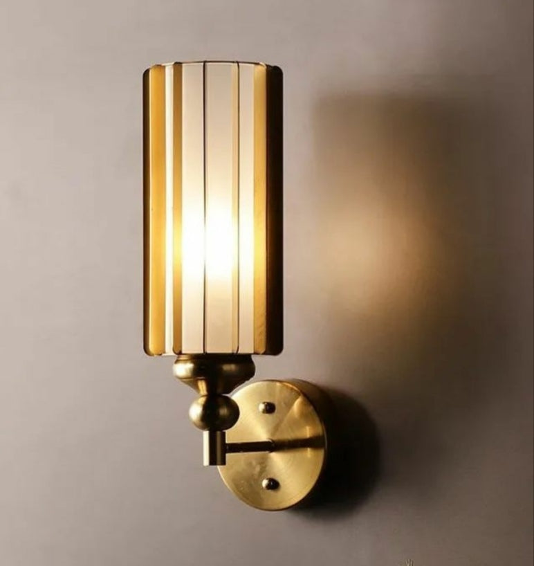 Homes Elite Vintage Brass Wall Lamp with Frosted Glass Flower Shade