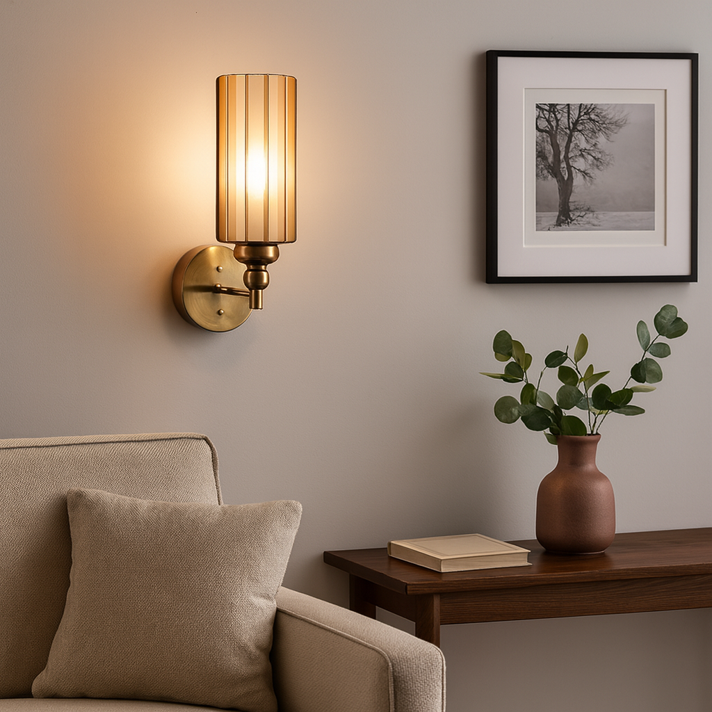 Homes Elite Vintage Brass Wall Lamp with Frosted Glass Flower Shade