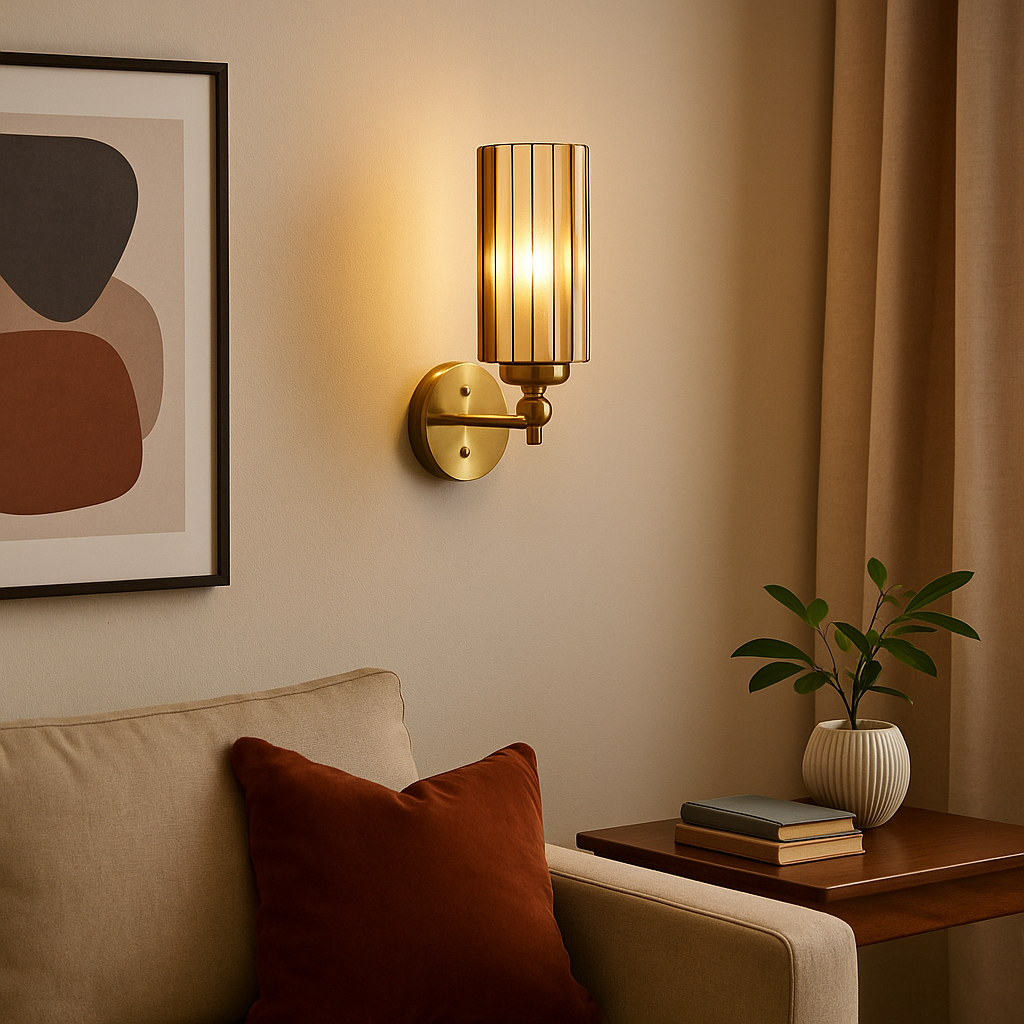 Homes Elite Vintage Brass Wall Lamp with Frosted Glass Flower Shade