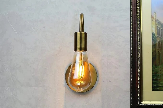 Homes Elite Edison Wall Sconce – Brushed Brass Antique Wall Light for Mirror, Bedroom & Living Room
