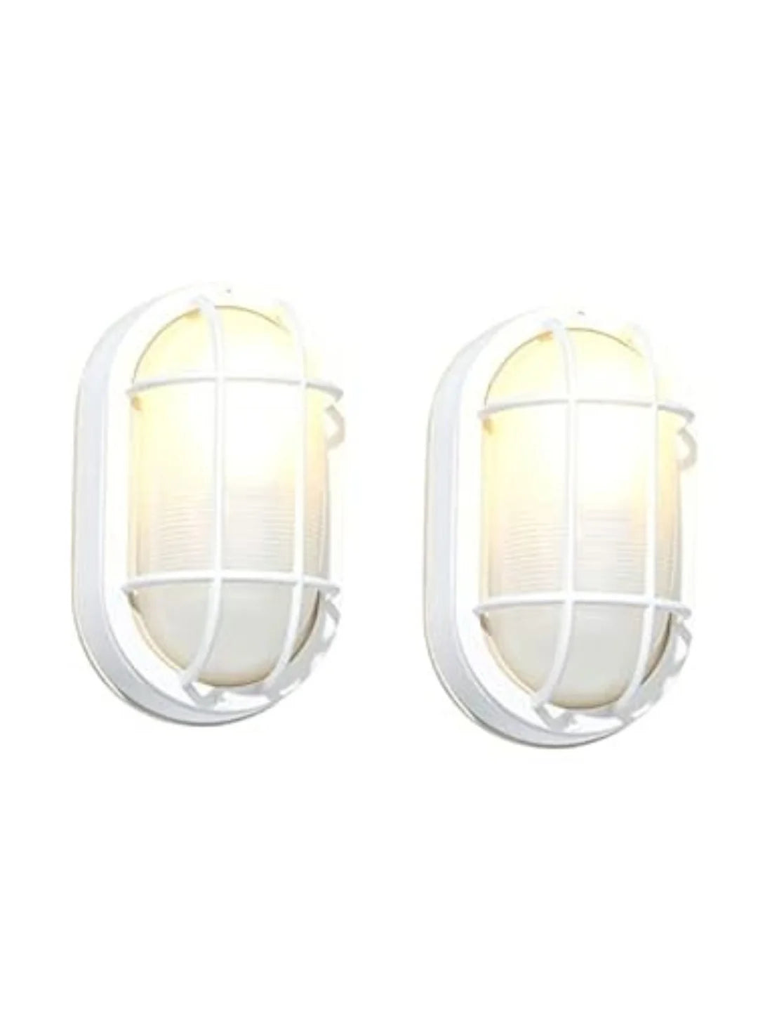 Homes Elite Oval Bulkhead Wall Lamp – Waterproof Decorative Sconce for Balcony, Roof & Entryway (Pack of 2, Bulbs Not Included)