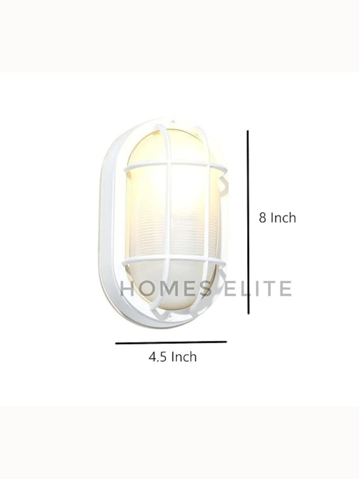 Homes Elite Outdoor Bulkhead Wall Lamp – Oval Waterproof Roof & Entry Light with White Plastic Body (Pack of 1, Bulb Not Included)